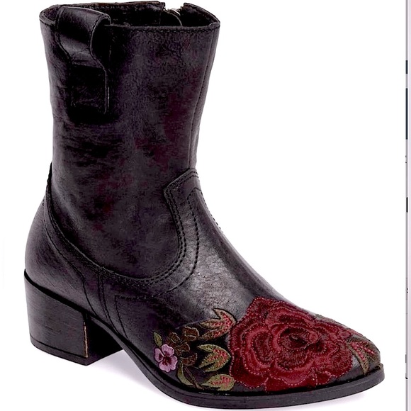 Sheridan Mia Shallot Western Leather Cowboy Boots Red Floral Embroidery 9 - Picture 1 of 13